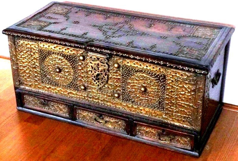 Antique Omani wooden chest mandoos